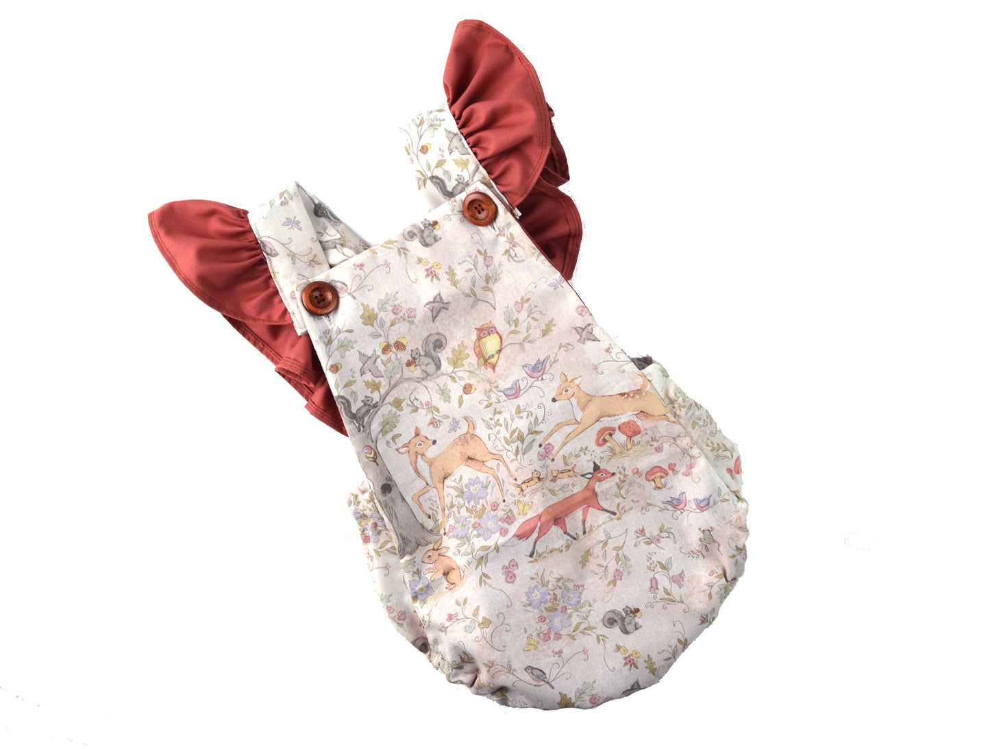 woodland romper, fall flutter romper, deer romper, baby girl romper, baby shower gift