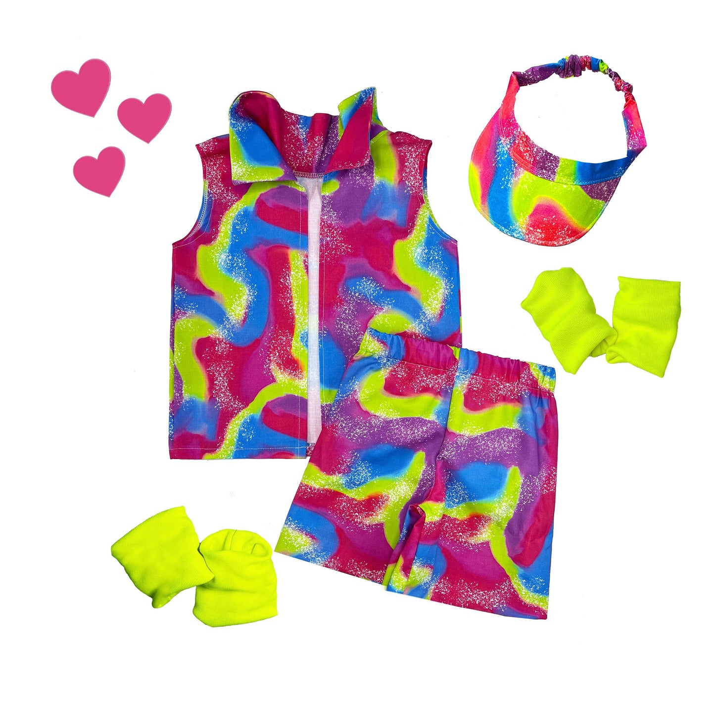 90's Malibu Rollerblade boys set, visor and leg and arm warmers, 80's print skater workout outfit, baby toddler and boys sizing