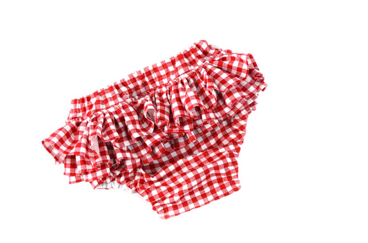 gingham ruffle bloomers, baby girl bloomers, ruffle bloomers, red bloomers, red checks diaper cover