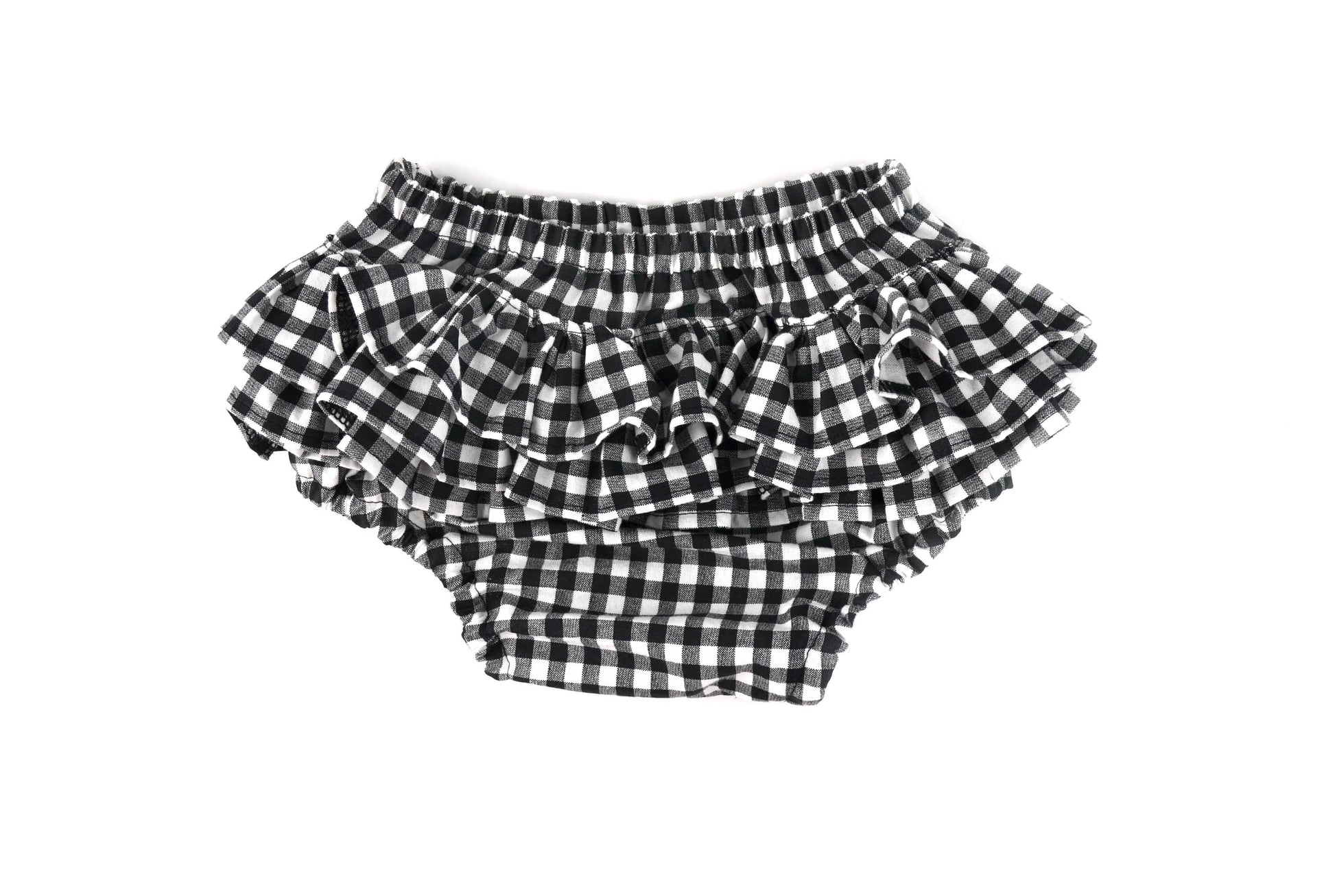 gingham ruffle bloomers, baby girl bloomers, ruffle bloomers, black bloomers, black checks diaper cover