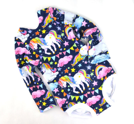 rainbow unicorn leotard, unicorn bodysuit leo, perfect for birthday outfit or baby shower gift, baby toddler and kids sizes