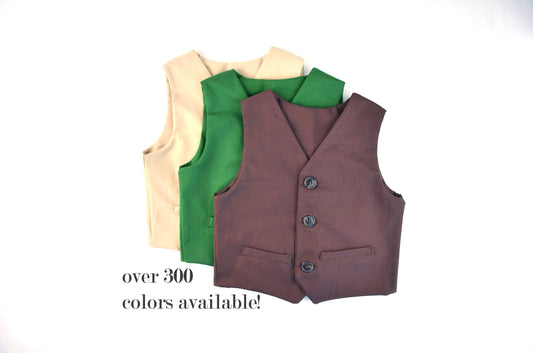 ring bearer outfit, linen and cotton vests for vintage weddings, baby, toddler and youth sizes, brown