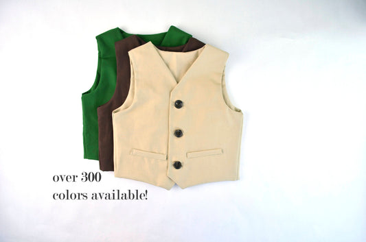 ring bearer outfit, linen and cotton vests for vintage weddings, baby, toddler and youth sizes, khaki tan