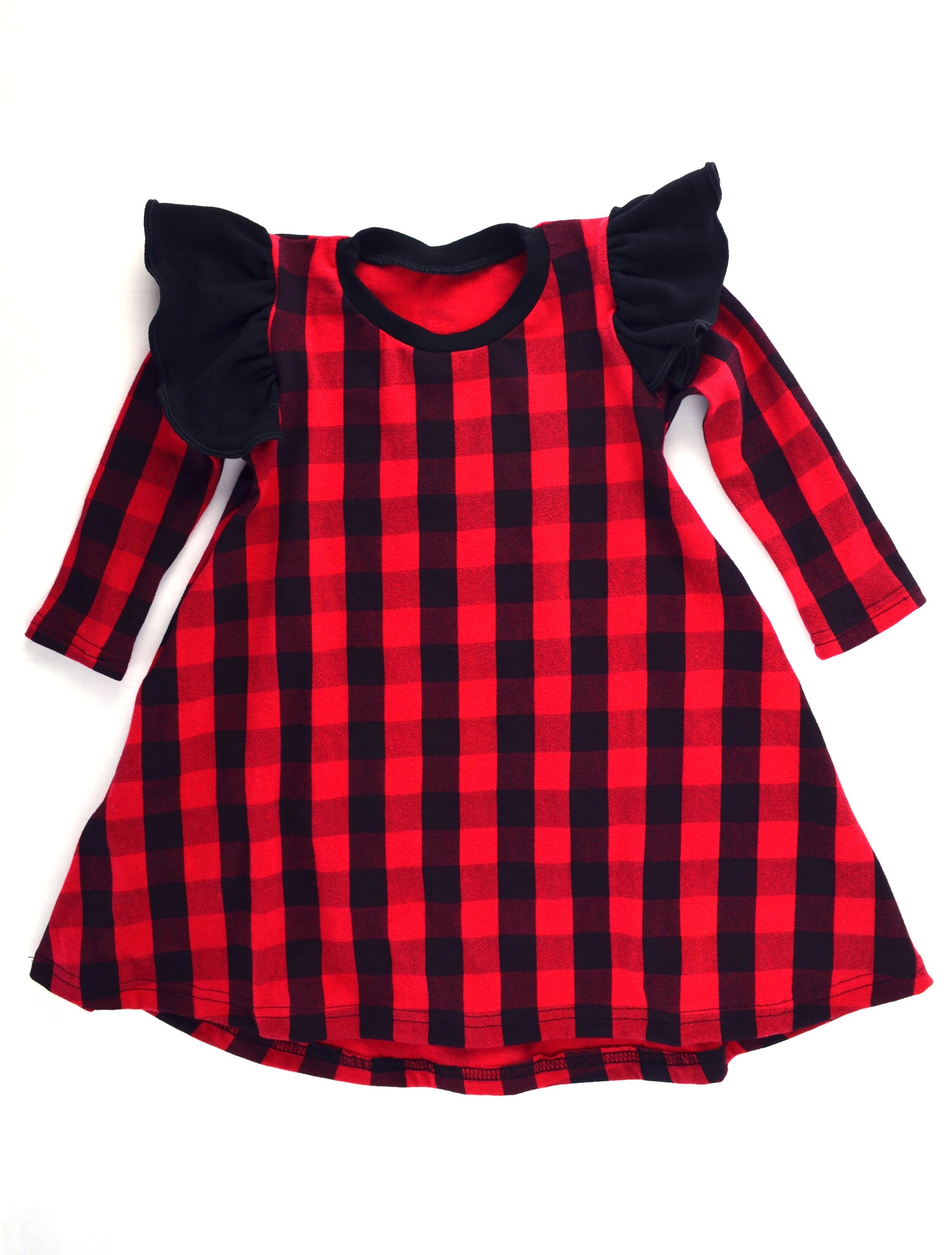 buffalo plaid dress, girls plaid dress, flutter sleeve dress, Christmas dress, baby Christmas dress, toddler Christmas dress,