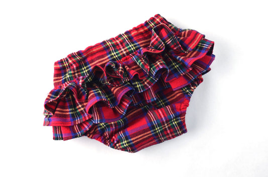 Christmas ruffle bloomers, Plaid ruffle diaper cover, Christmas bloomers, Tartan bloomers, Christmas outfit for baby, nappy cover