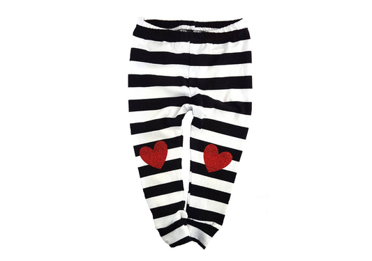 black and white stripe leggings, valentines leggings, heart leggings, baby leggings, toddler leggings, girls leggings