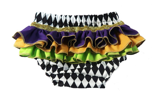 Mardi Gras ruffle bloomers, baby girl bloomers, ruffle bloomers, Mardi Gras bloomers,