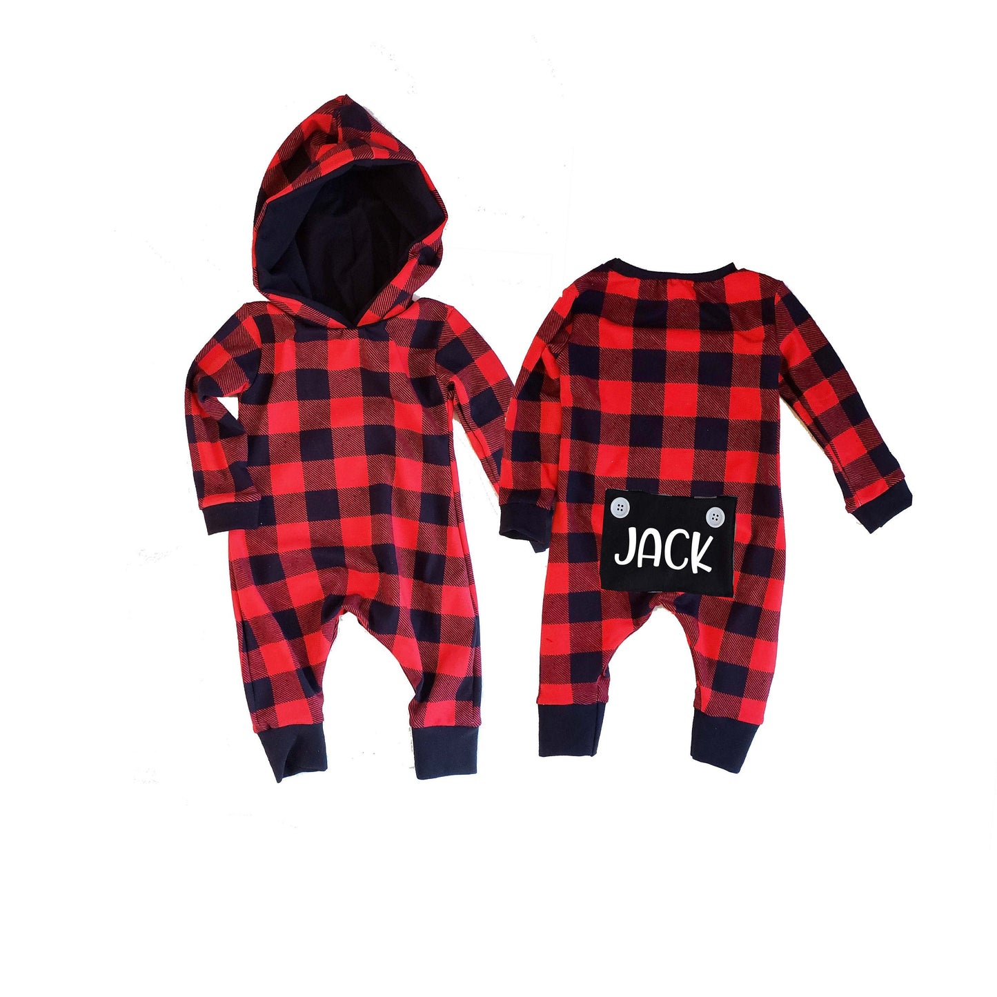 Buffalo Plaid long johns, custom Christmas outfit, baby long johns, drop seat romper, union suit,