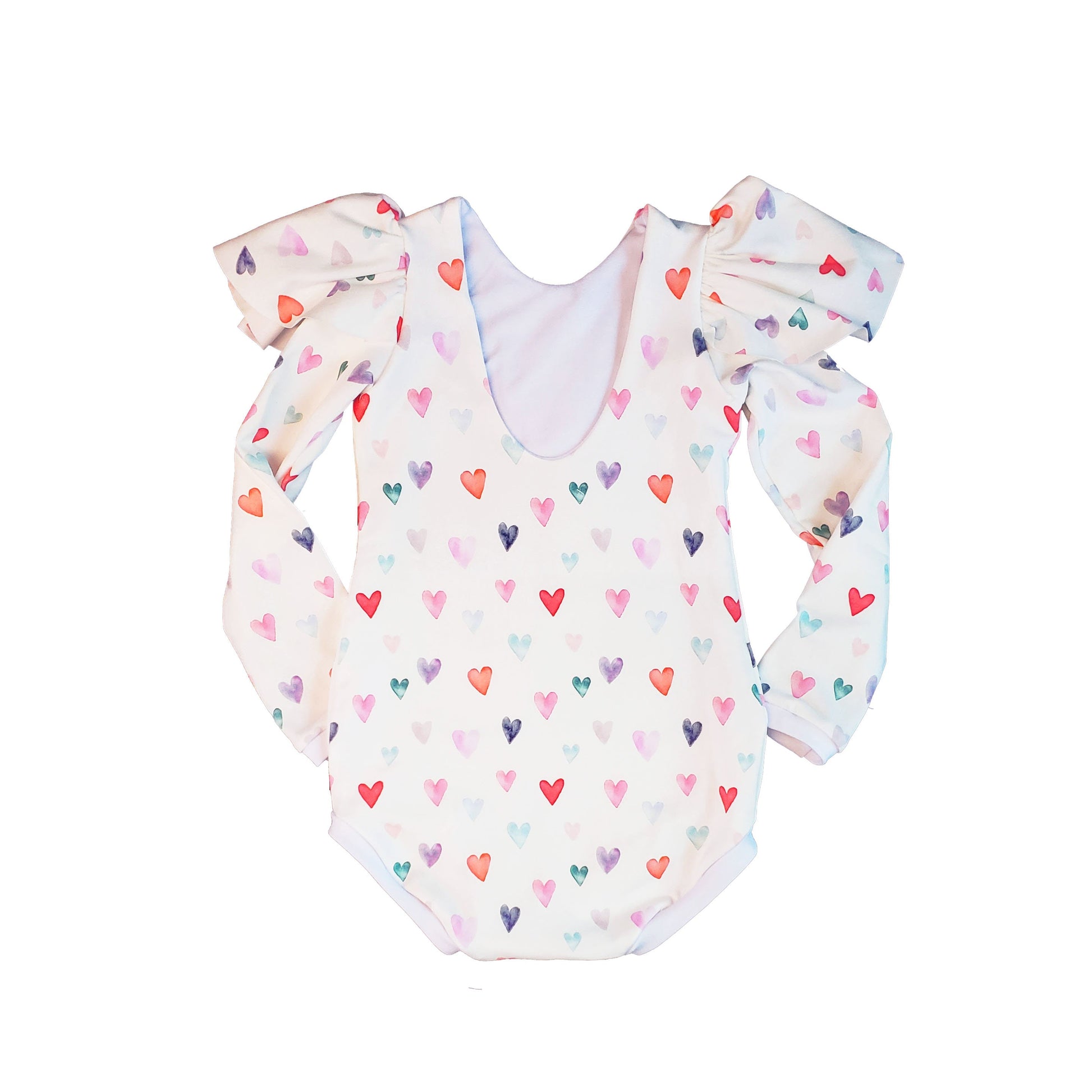 Watercolor hearts leotard in baby, toddler and girl sizes- Great for Valentines, birthdays, dance recitals and gifts!