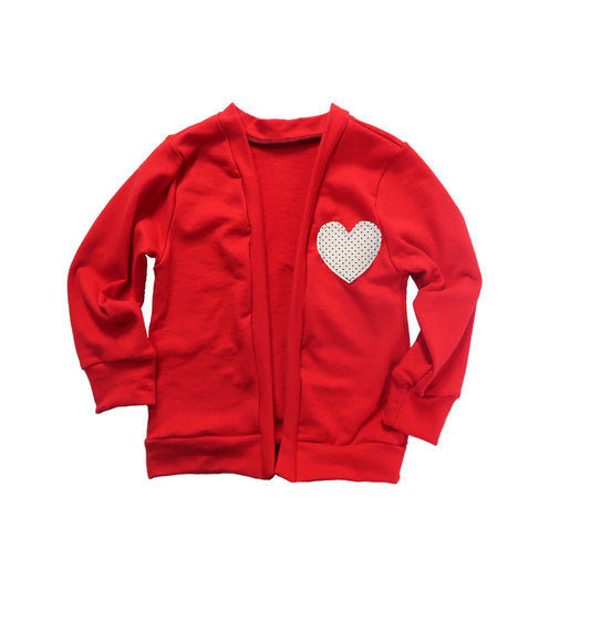 red heart patch cardigan, valentines sweater, red heart cardi, baby, girls, toddler