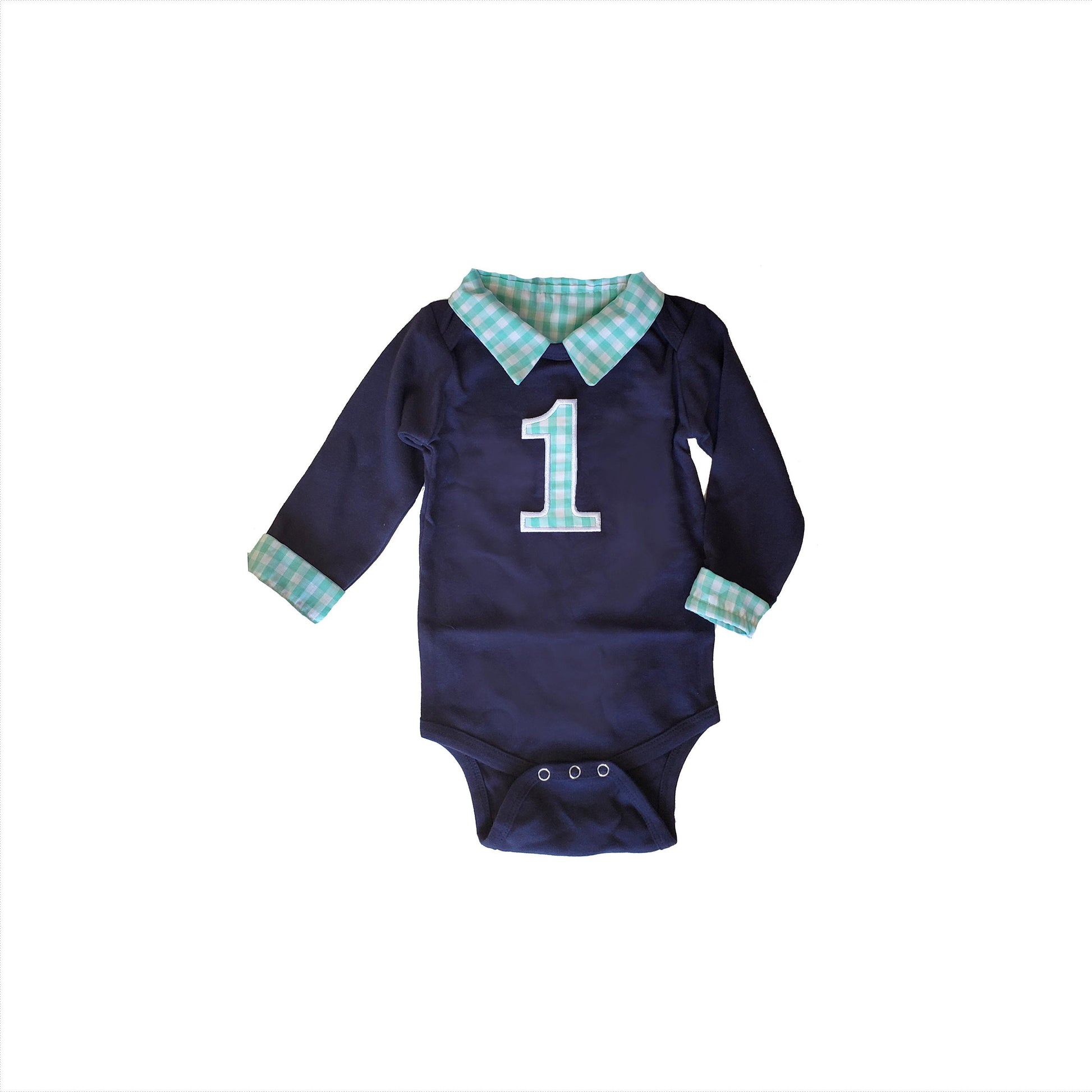 boys first birthday outfit, collared birthday bodysuit, personalized preppy cake smash shirt, aqua gingham