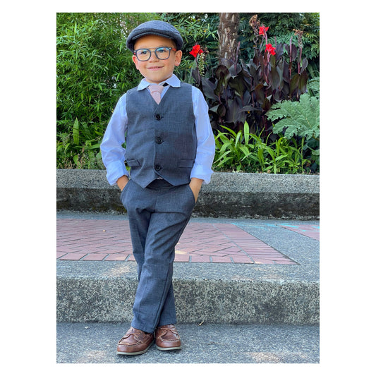 ring bearer outfit, suspender shorts for vintage weddings, suit with linen vest blazer and bowtie, baby, toddler and youth sizes, charcoal