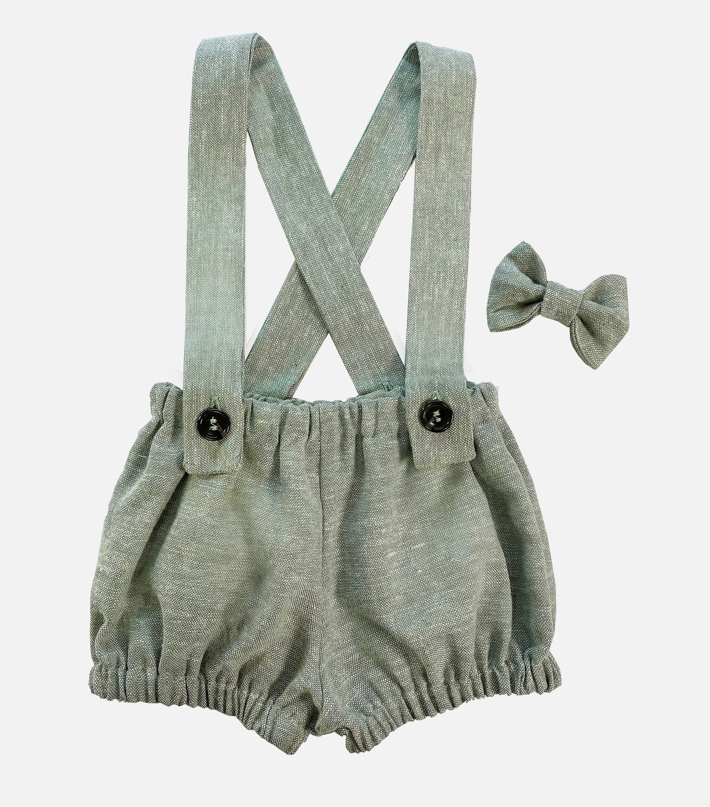 Sage Green Baby Boy Linen Outfit, First Birthday Cake Smash, Suspender Bloomers, Ring Bearer Outfit, Toddler Formal Clothes