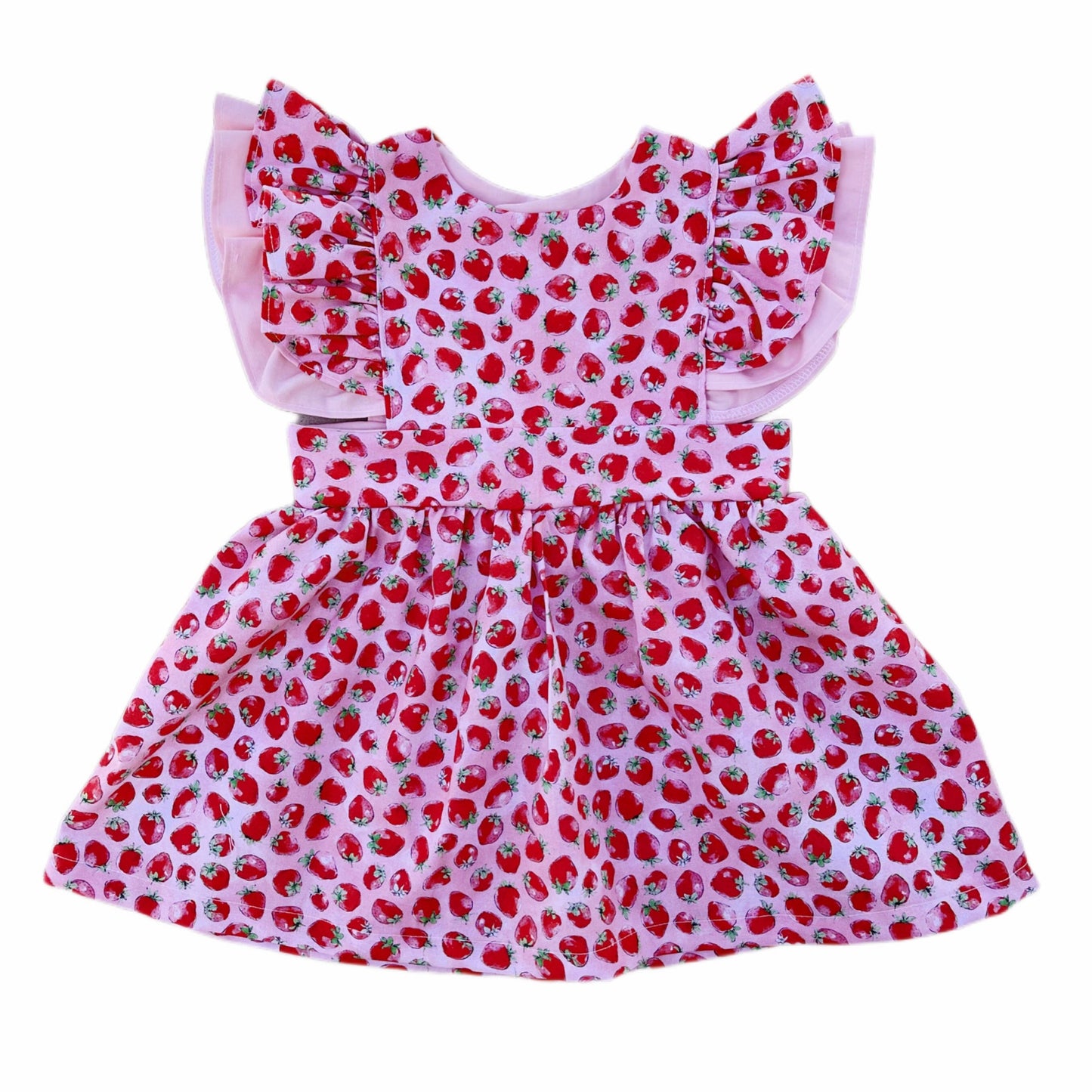 Berry First Birthday dress, Strawberry pinafore dress, girls toddler and baby strawberry birthday outfit