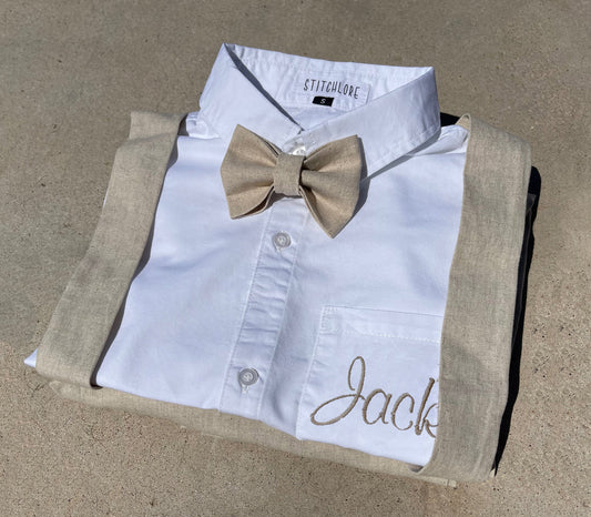 personalized embroidered button up shirts for weddings, birthdays and special events