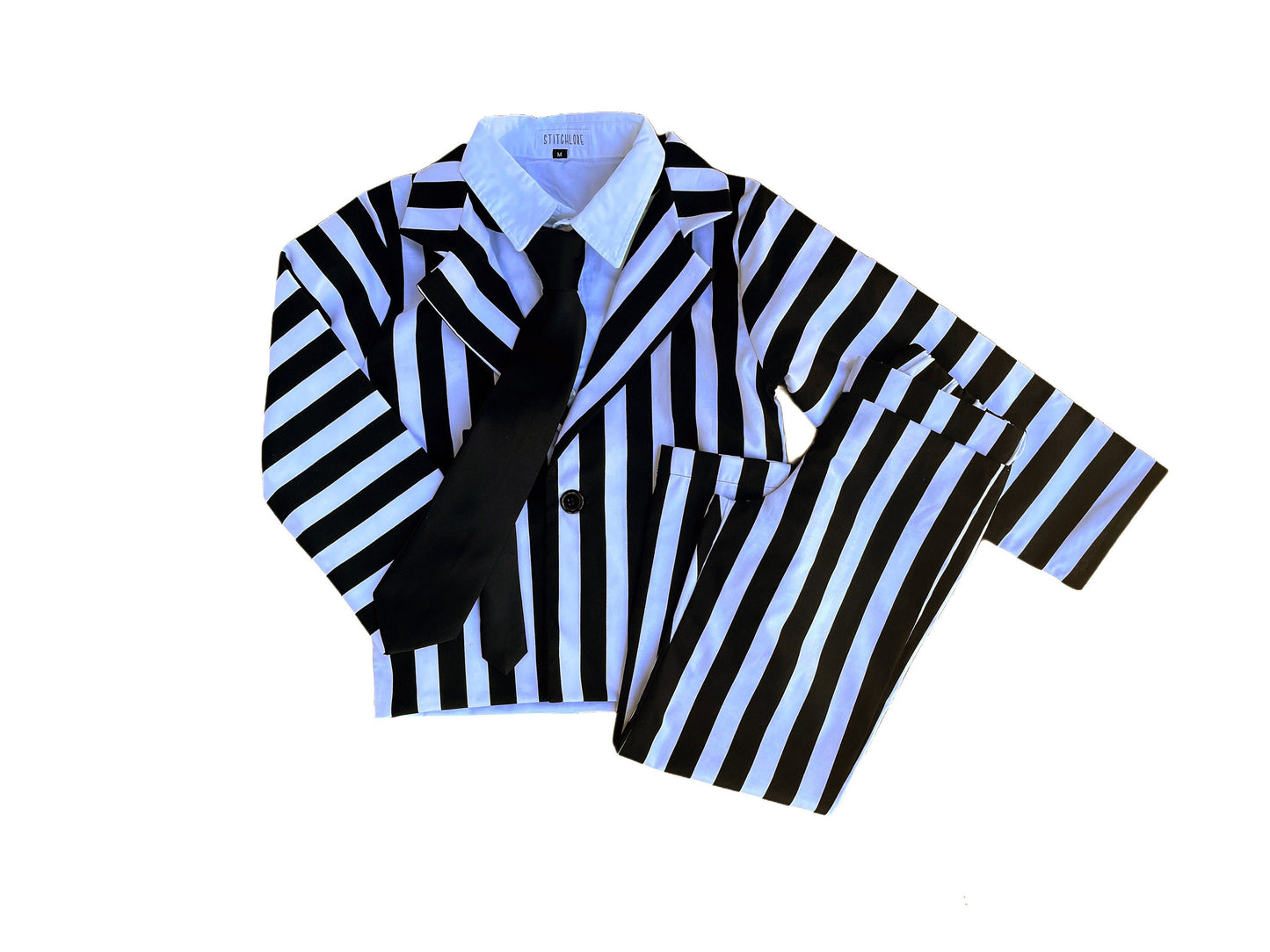Beetlejuice Black and White Striped Suit, Cosplay Costume available in baby, kids, boys and adult sizes