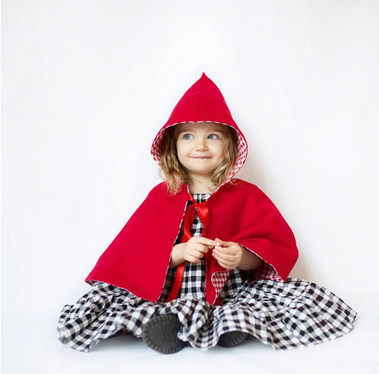 Little Red Riding Hood cloak for baby, toddler and girls sizes